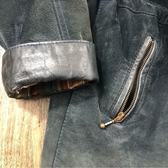 Vintage oscar leopold leather suede drawstring waist western bohemian 90s jacket - Picture 5 of 14